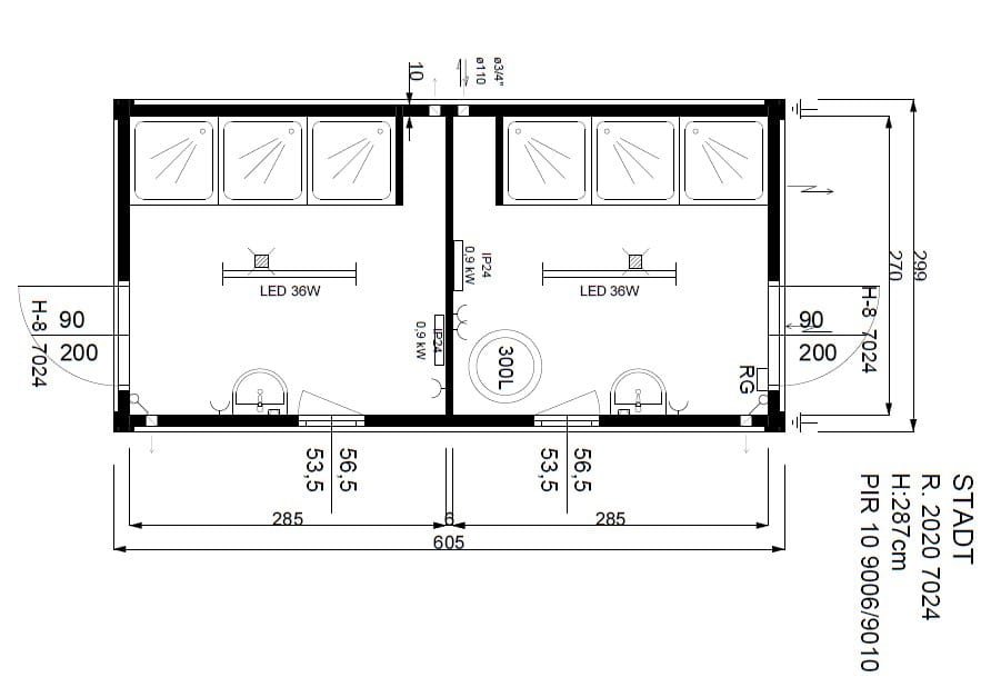 Container Sanitario 6m x 2,4m – 6 Duchas, 2 Lavabos y Termo 300L - Imagen 10
